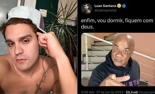 Perfil do cantor Luan Santana é invadido no Twitter, e hacker publica fotos do ator Kid Bengala na conta (Reprodução/Instagram)
